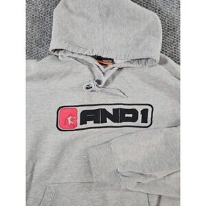 Vintage And1 Hoodie Mens XXL Gray And One Sweater Streetball Basketball‎ Y2K